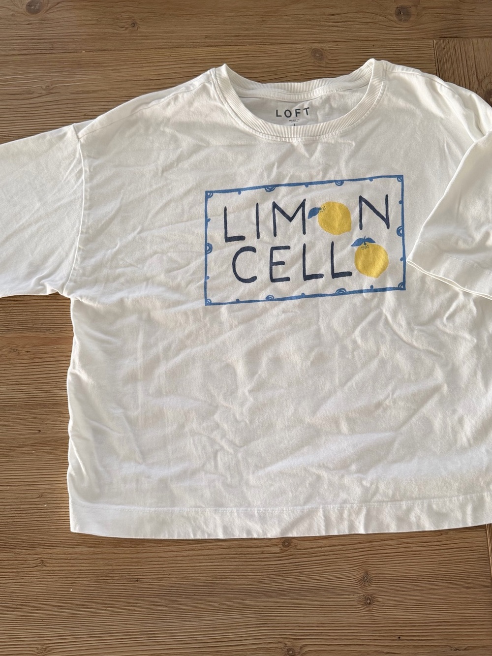 LOFT White Crop Tee Limon Cello size Large